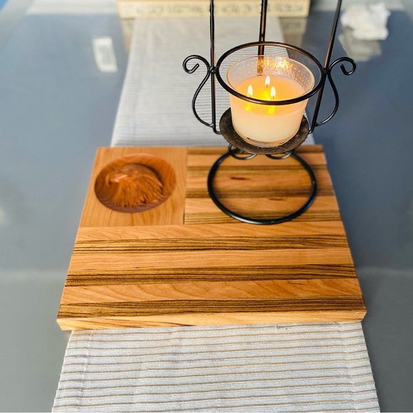 American Centerpiece/Serving Tray cherry & zebrawood - Picture 3 of 4